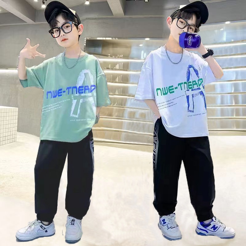 童装男童夏装套装中大童运动洋气2025新款夏季短袖短裤男孩