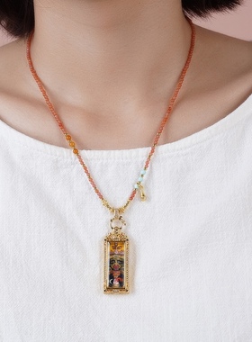 新中式天然南红锁骨链菱镁矿唐卡扎基拉姆轻奢百搭女时尚项链绳A