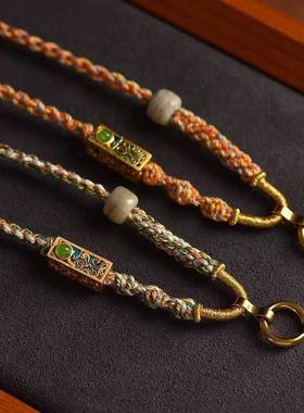 纯手工手搓棉绳项链藏式佛牌