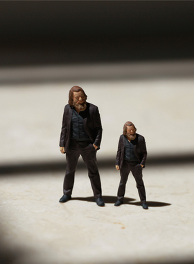 KING TOYS西装长发胡子男1/87 1/64 1/43人偶车模场景搭配 预定