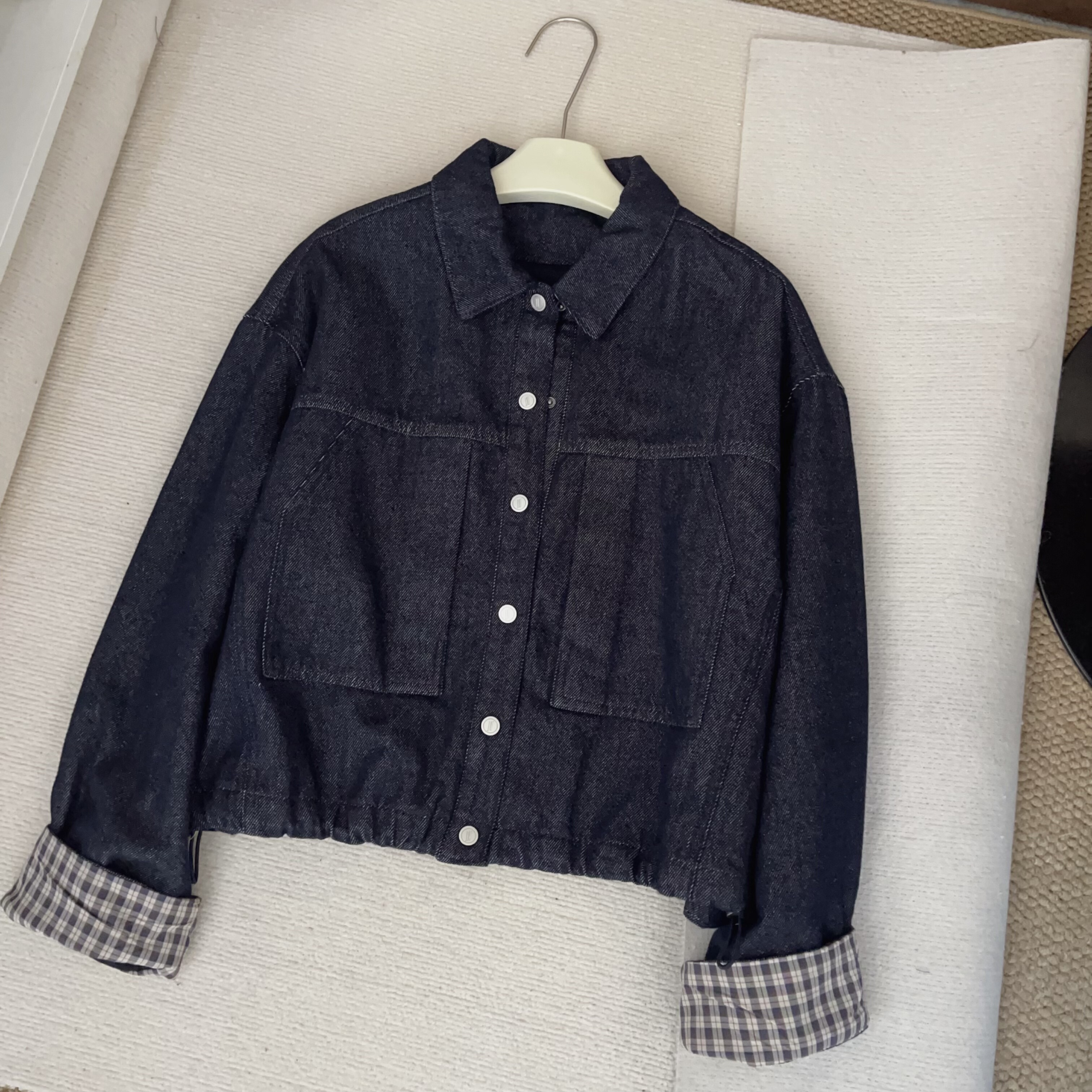 韩系简约休闲百搭翻领牛仔外套女棉衣/棉服