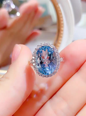 新品轻奢时尚天然托帕石戒指女银镀18K金紫黄晶指环网红爆款礼物