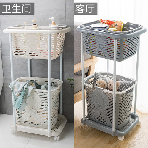 北欧多层多层洗衣篮家用带轮子
