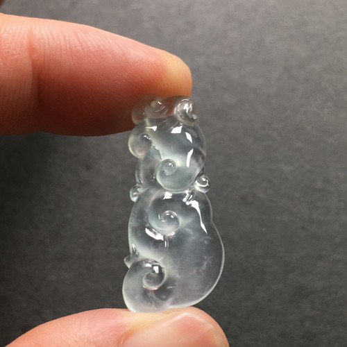天然缅甸翡翠玻璃种如意男女吊坠