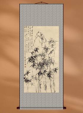 仿古国画郑板桥竹石图新中式装饰画宣纸画芯书房卧室客厅酒店挂画