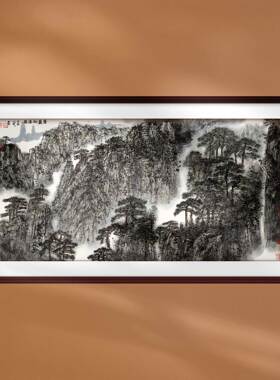 中国画水墨山水风景新中式客厅装饰画背景墙松树挂画定制宣纸画芯