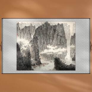 中国画钱松岩西陵峡山水画装饰画新中式客厅书房卧室宣纸打印定制