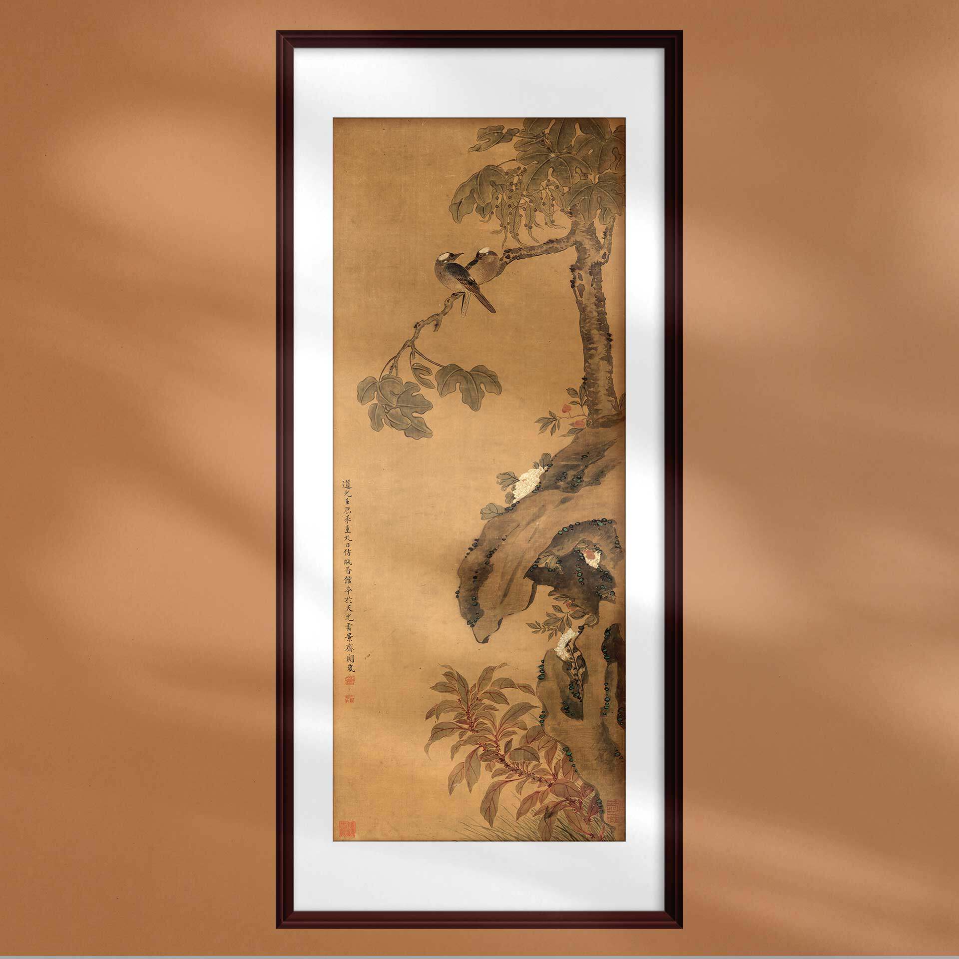 古典中国画梧桐白头翁婚庆装饰画名画复制客厅卧室花鸟挂画轴礼品