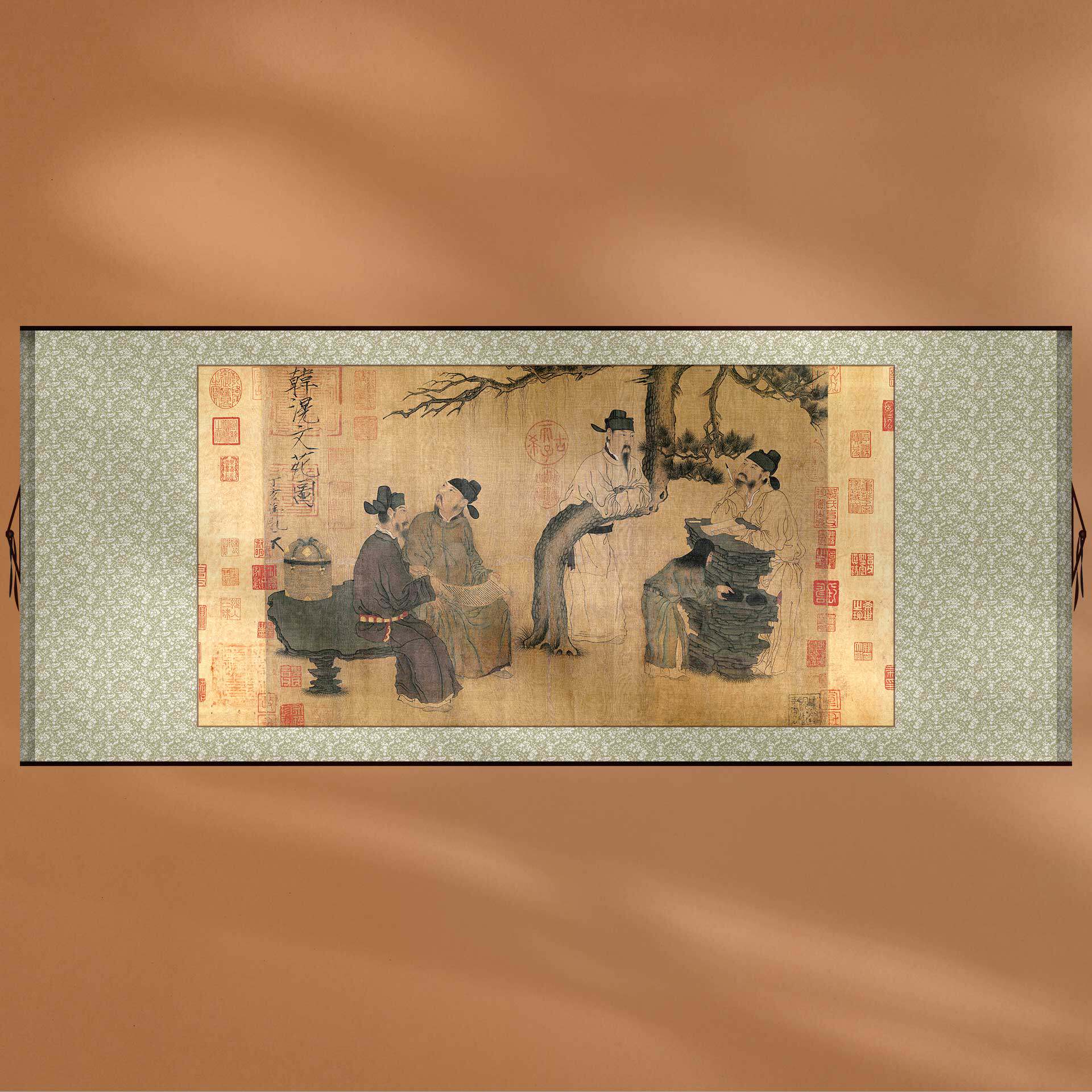 古代文人学者中国画文苑图名画装饰画国潮中式客厅背景墙画轴挂画