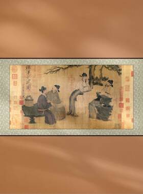 古代文人学者中国画文苑图名画装饰画国潮中式客厅背景墙画轴挂画