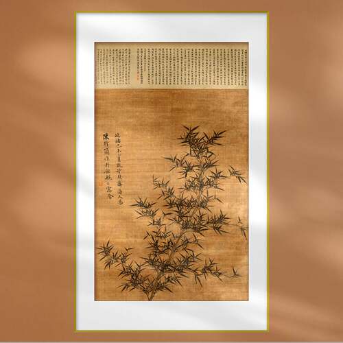 仿古中国画新篁图工笔竹子中式卧室旺宅装饰画定制挂画绢丝布画芯