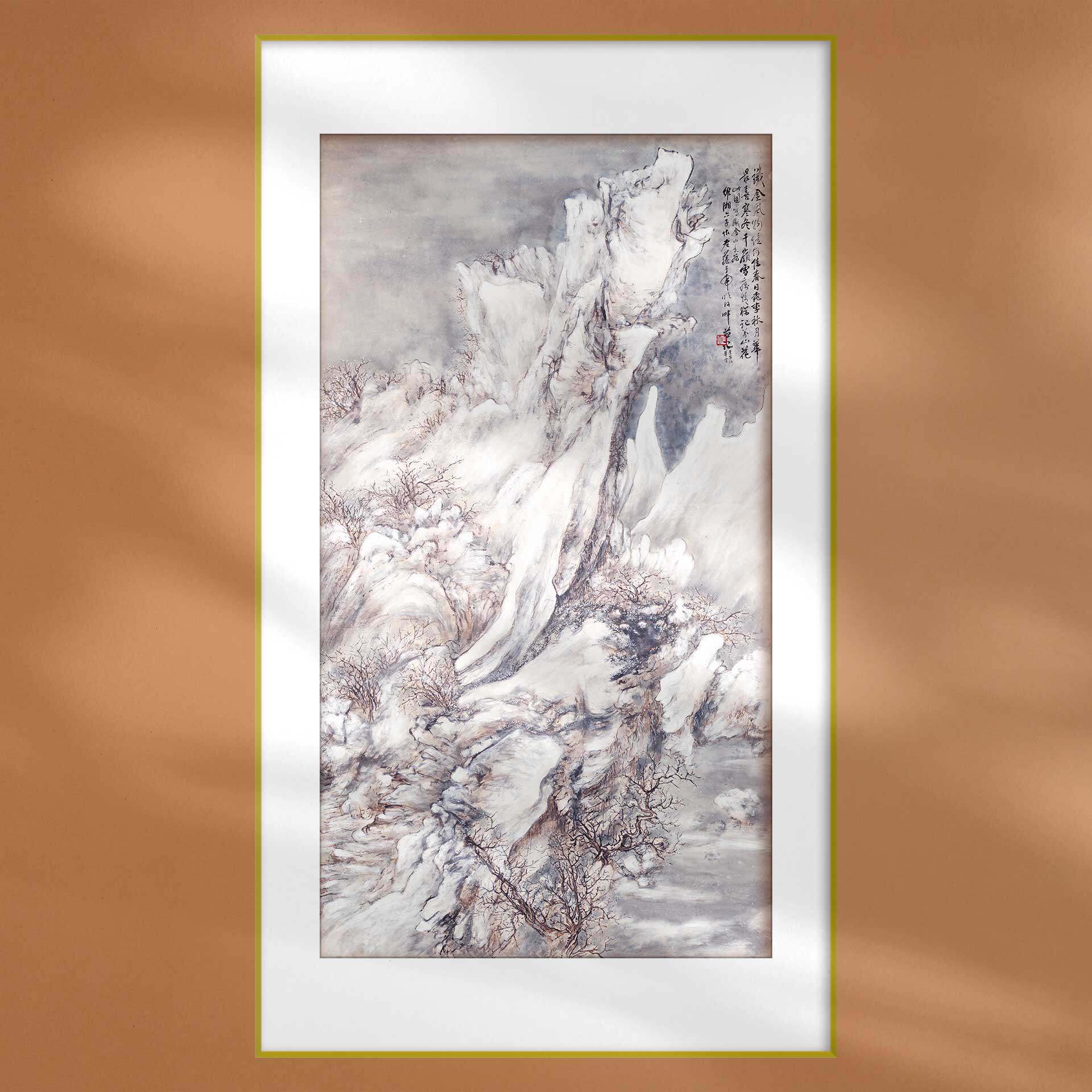 水墨山水刘知白千岭冬雪图中国画挂轴装饰画定制雪景客厅书房风景