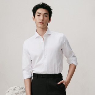 吉约蒙男士长袖衬衣结婚白色免烫抗皱商务高级纯色内搭正装衬衫