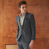 新郎结婚礼服高级感春秋西装 吉约蒙西服套装 男灰绿色商务正装 外套
