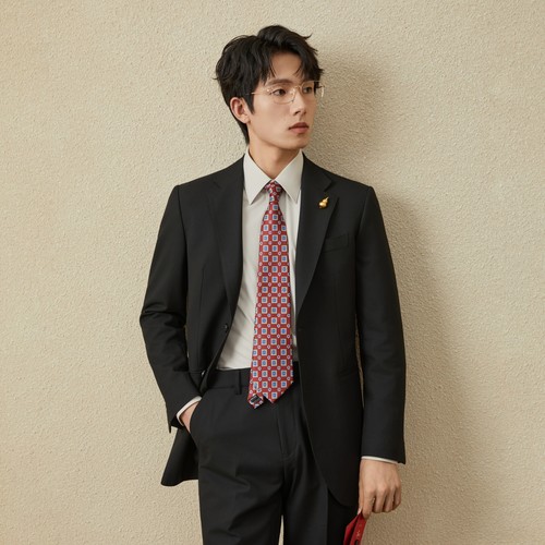 吉约蒙西服套装商务黑色修身