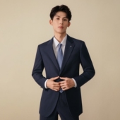 新郎结婚礼服 外套深蓝色高级感正装 吉约蒙西服套装 男商务职业西装