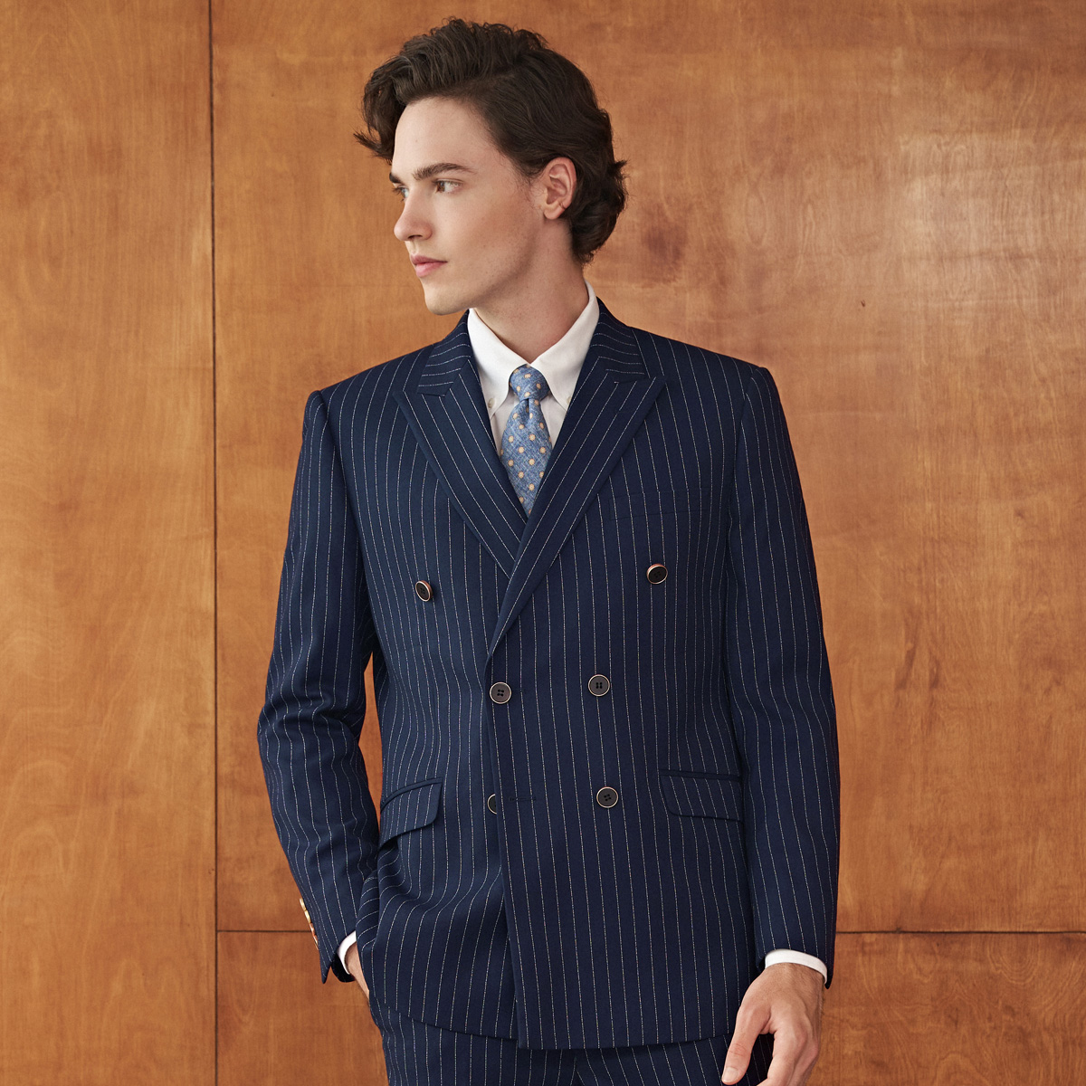 吉约蒙西装男套装条纹结婚西服