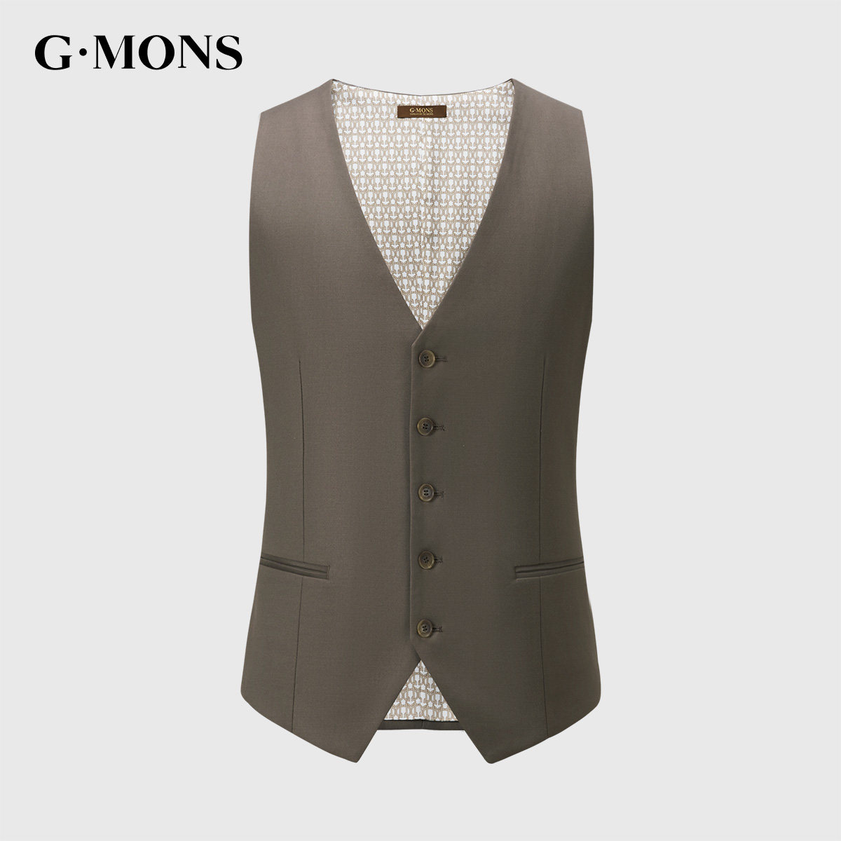 吉约蒙男士西服马甲棕色商务休闲西装马夹新郎结婚正装背心