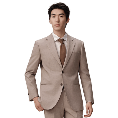 吉约蒙羊毛西服套装男正装结婚新郎礼服高级感燕麦色商务西装外套