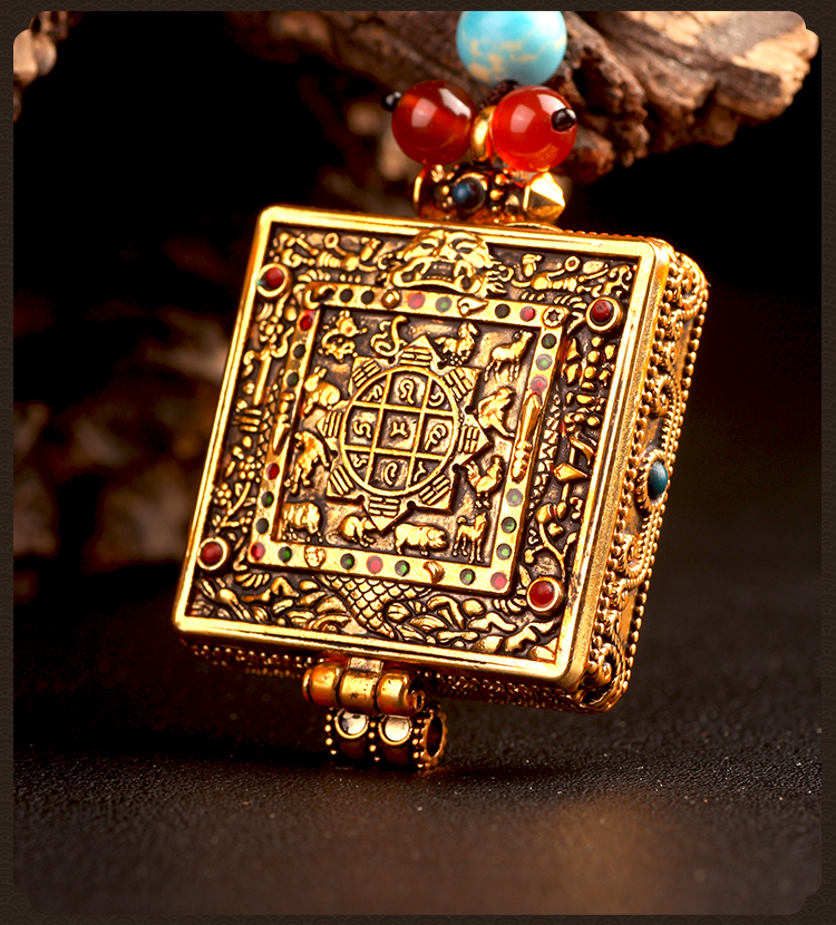 九宫八卦嘎乌打开装东西项链吊坠