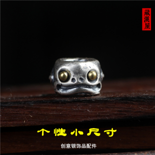 纯银复古小号蛙嘴阿呆隔珠diy饰品佛珠配件菩提百香籽个性配饰