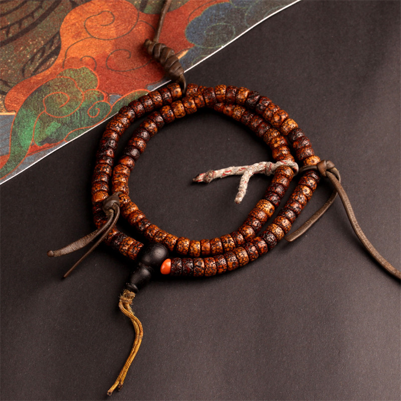 高级别珍品 星月菩提老佛珠 开片漂亮 爆老收缩 傻开门