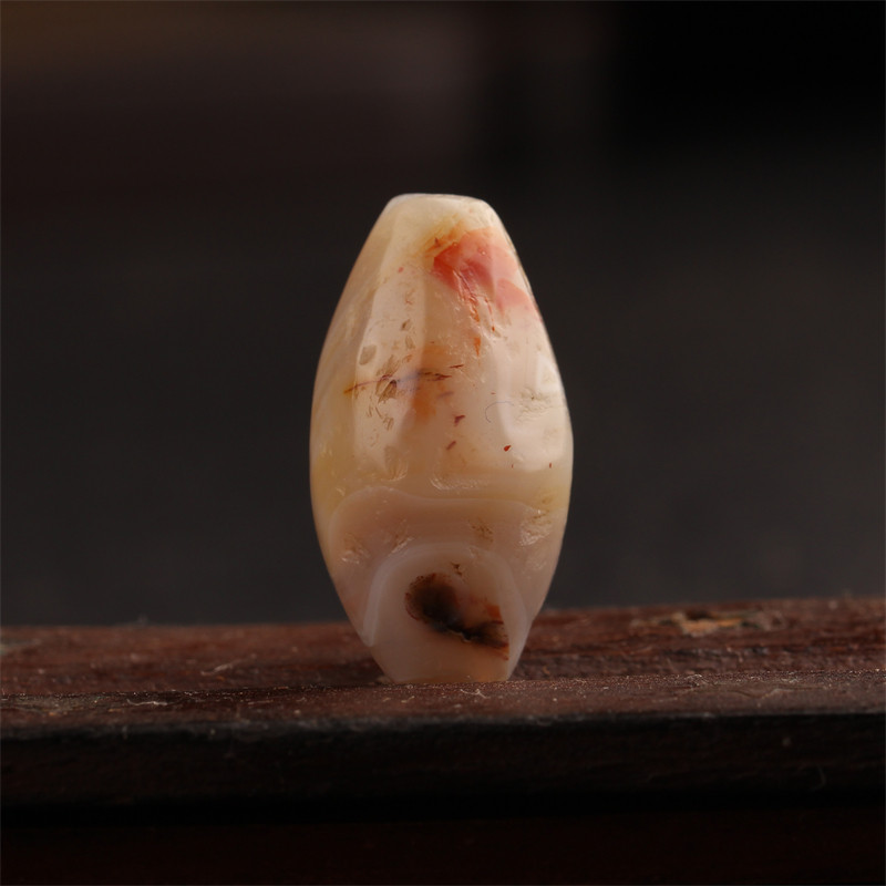 傻开门 高古千年老玛瑙勒子 花纹漂亮 带眼睛 文玩饰品配件