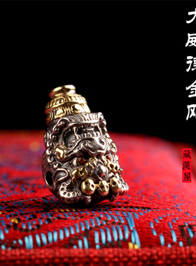 高档精品纯银手工三通佛头配件