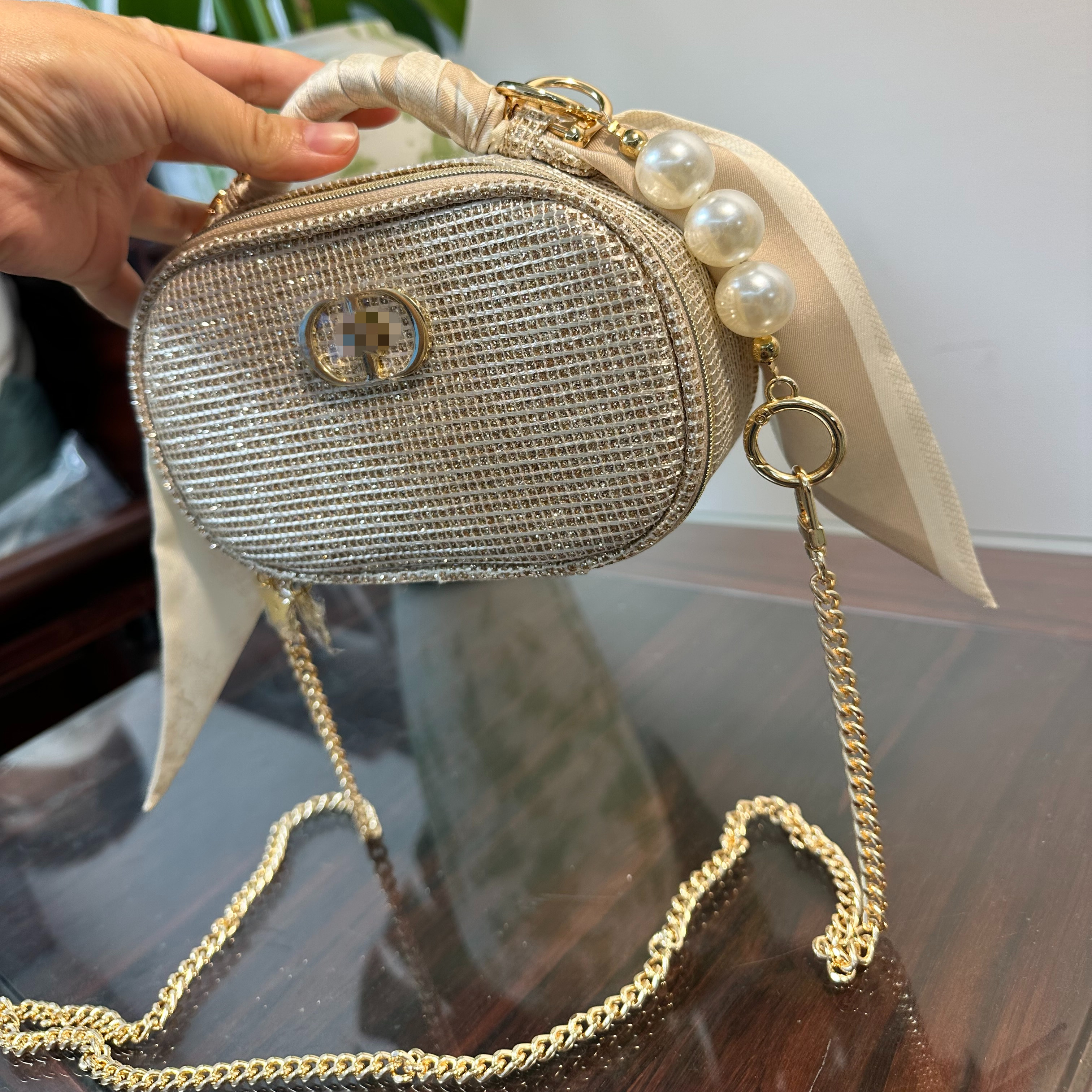 2025美妆柜台礼赠 圣诞金色化妆包手拿包洗漱包Diy单肩斜挎链条包,箱包皮具/热销女包/男包,小方包,淘宝优惠券,粉丝福利购,淘宝优惠卷