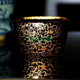大漆传统犀皮工艺手工漆画紫砂鎏金功夫茶杯茶盏主人杯创意老漆杯