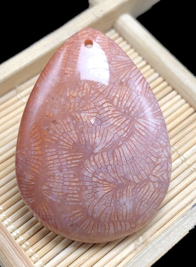 男女珊瑚玉吊坠项链油画风凤尾