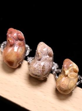 纯银戒指指环天然珊瑚玉民族风