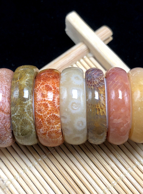 天然珊瑚玉细条原石男女款戒指