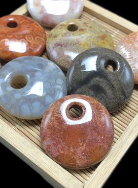 珊瑚玉平安扣公主扣吊坠挂件项链