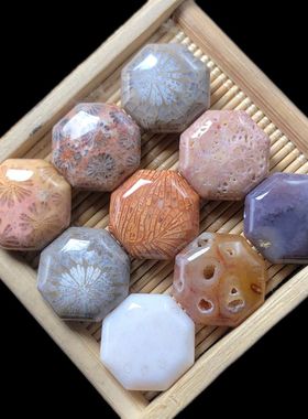 2022天然珊瑚玉糖饼八角珠单个散珠糖果珠配珠民族风情侣手链手串