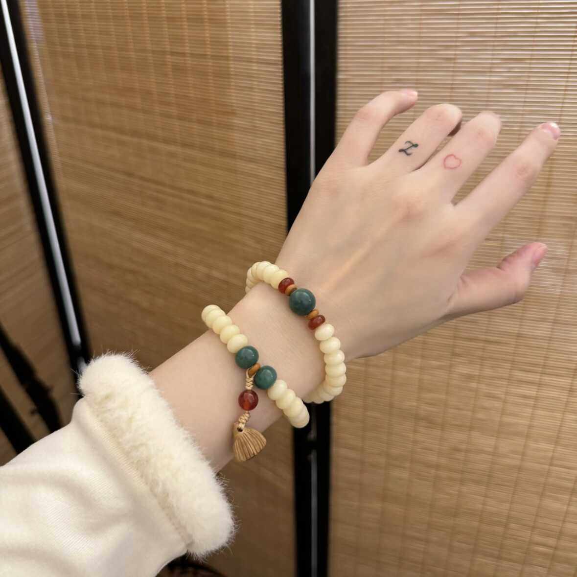 莲蓬女款天然双圈算盘珠风化料