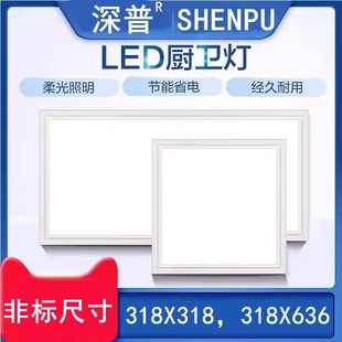 适用法狮龙集成吊顶led灯318x318x636铝扣板厨房卫生间照明平板灯