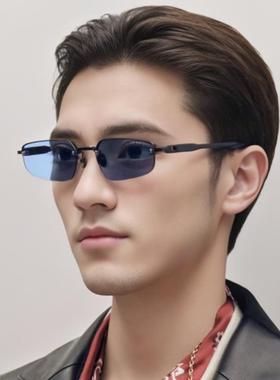 有色无框墨镜女款男无边框嘻哈