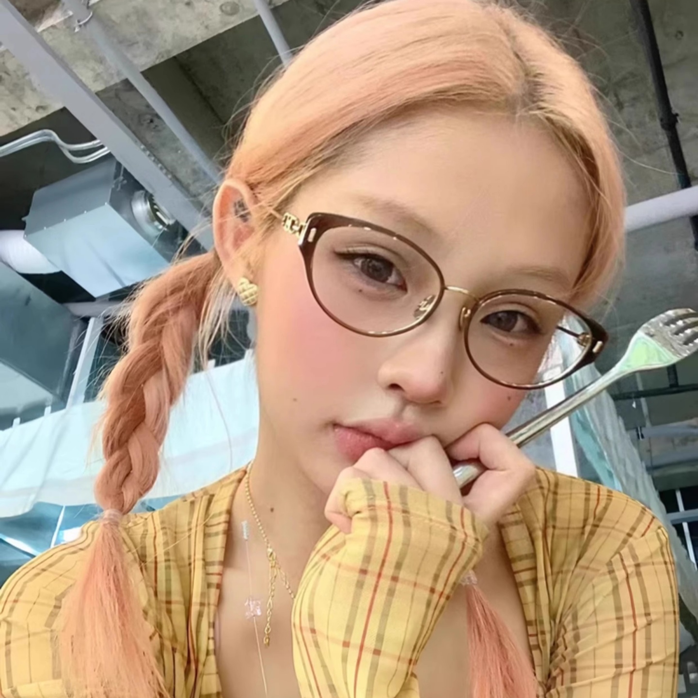 54mm复古猫眼眼镜框冷茶色眼镜框近视可配度数方圆脸防蓝光眼睛架