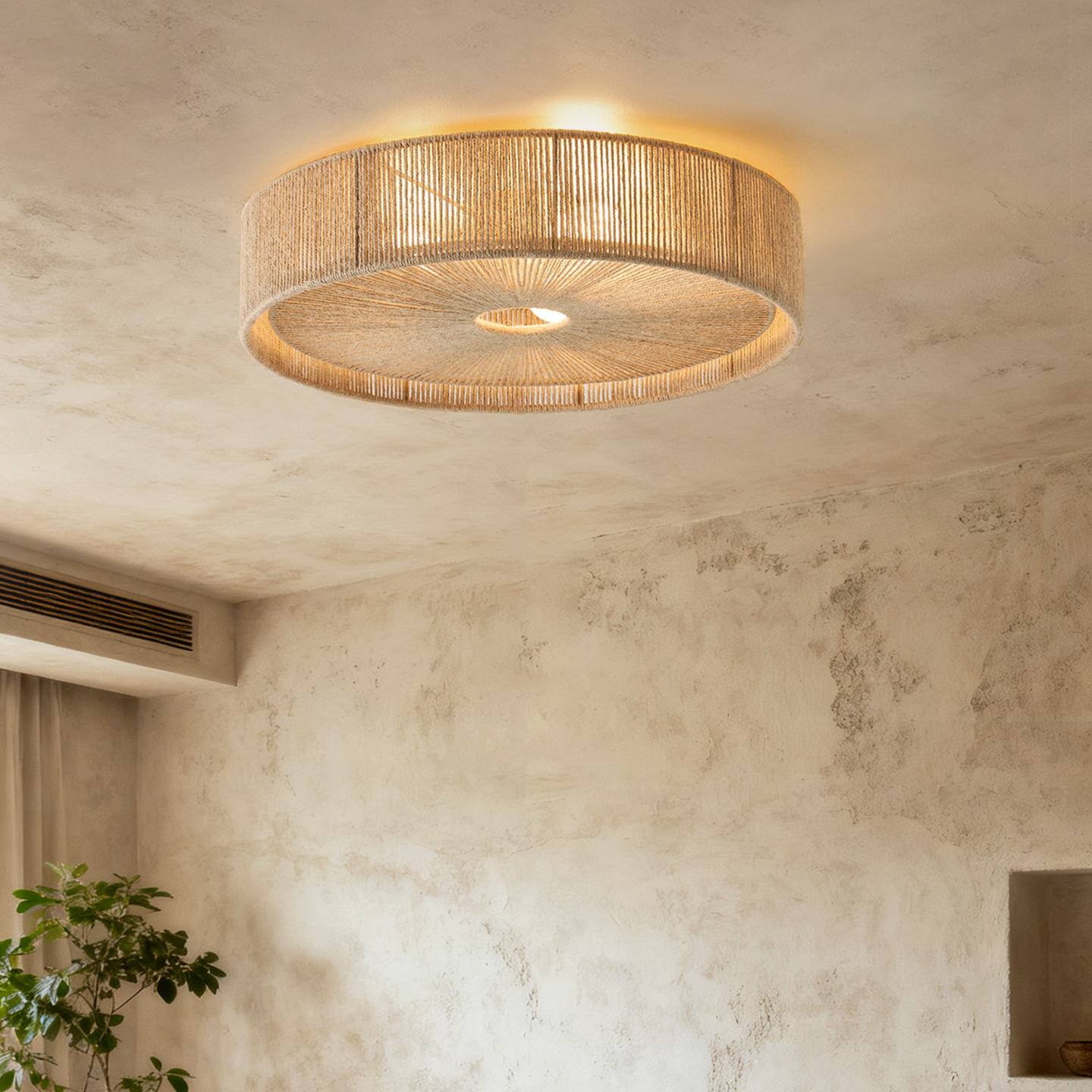 麻绳吸顶灯设计师民宿餐厅复古侘寂风日式手工编织卧室书房装饰灯