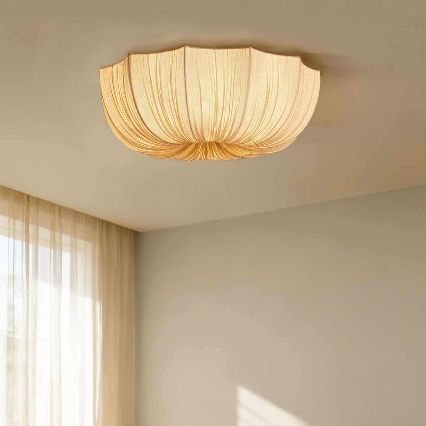 法国风奶油复古花形布艺吸顶灯LED卧室主卧中古风高级感书房灯具,家装灯饰光源,餐厅/卧室/书房吸顶灯,淘宝优惠券,粉丝福利购,淘宝优惠卷