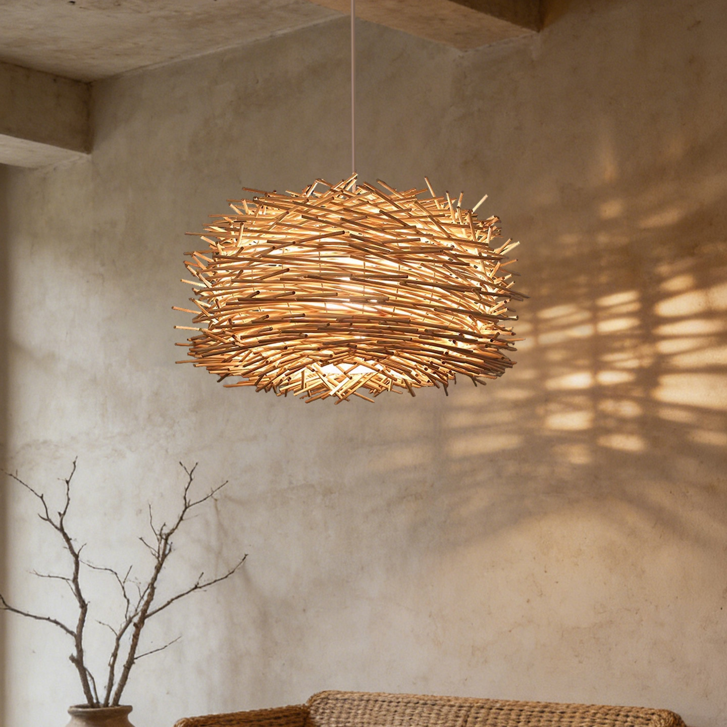 藤编织创意个性吊灯简约单头竹编艺术吊灯酒吧台餐厅阳台鸟巢吊灯,家装灯饰光源,餐厅吊灯,淘宝优惠券,粉丝福利购,淘宝优惠卷