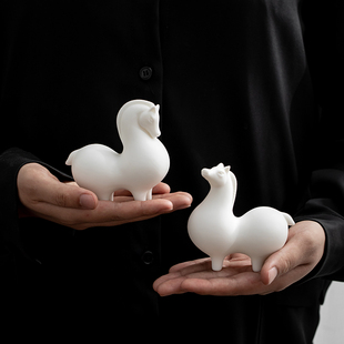 【德化白瓷】小唐马摆件陶瓷工艺精品禅意家居生肖职场工位装饰