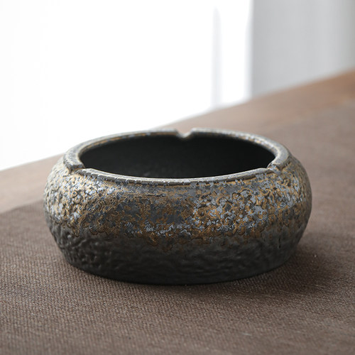 日式粗陶复古烟灰缸家用