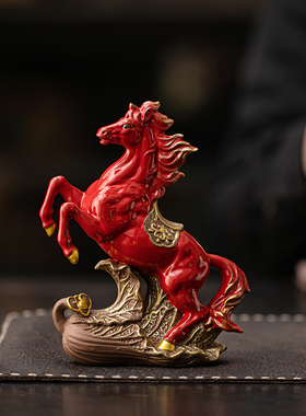 大小中号 红色陶瓷生肖骏马摆件客厅书房办公桌前台招财工艺品