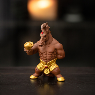 马年生肖吉祥物创意肌肉马桌面玄关博古架酒柜装饰工艺品摆件