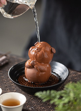 【小猪猪】紫砂创意摆件 呆萌可爱 生肖动物家居茶几博古架装饰