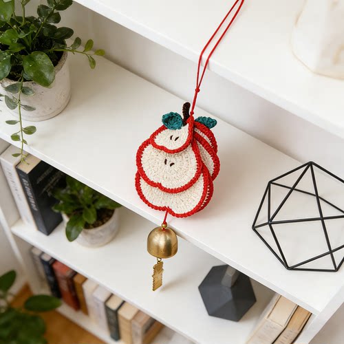 【菁菁织物铺】成品 手工编织挂饰挂件车载平安苹果片风铃