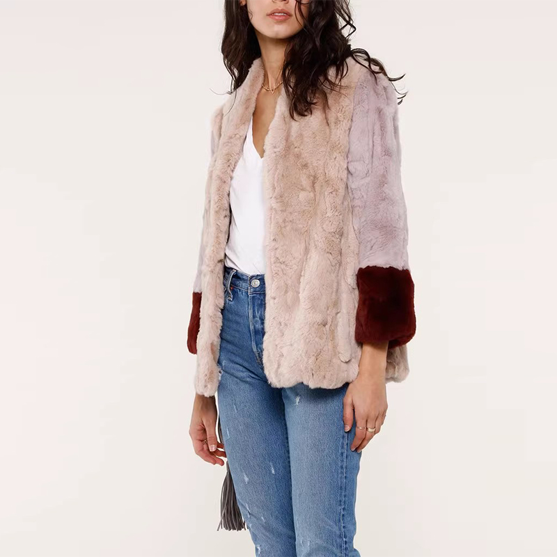 清仓现货 HEARTLOOM Mari 拼色 九分袖獭兔毛皮草外套加厚大衣女