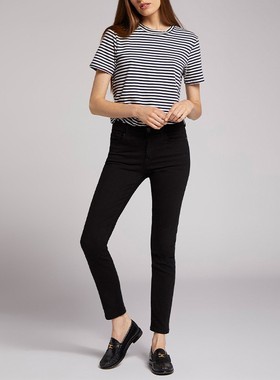 国内现货 Current/Elliott 高腰百搭基础款黑色显瘦小脚牛仔裤女